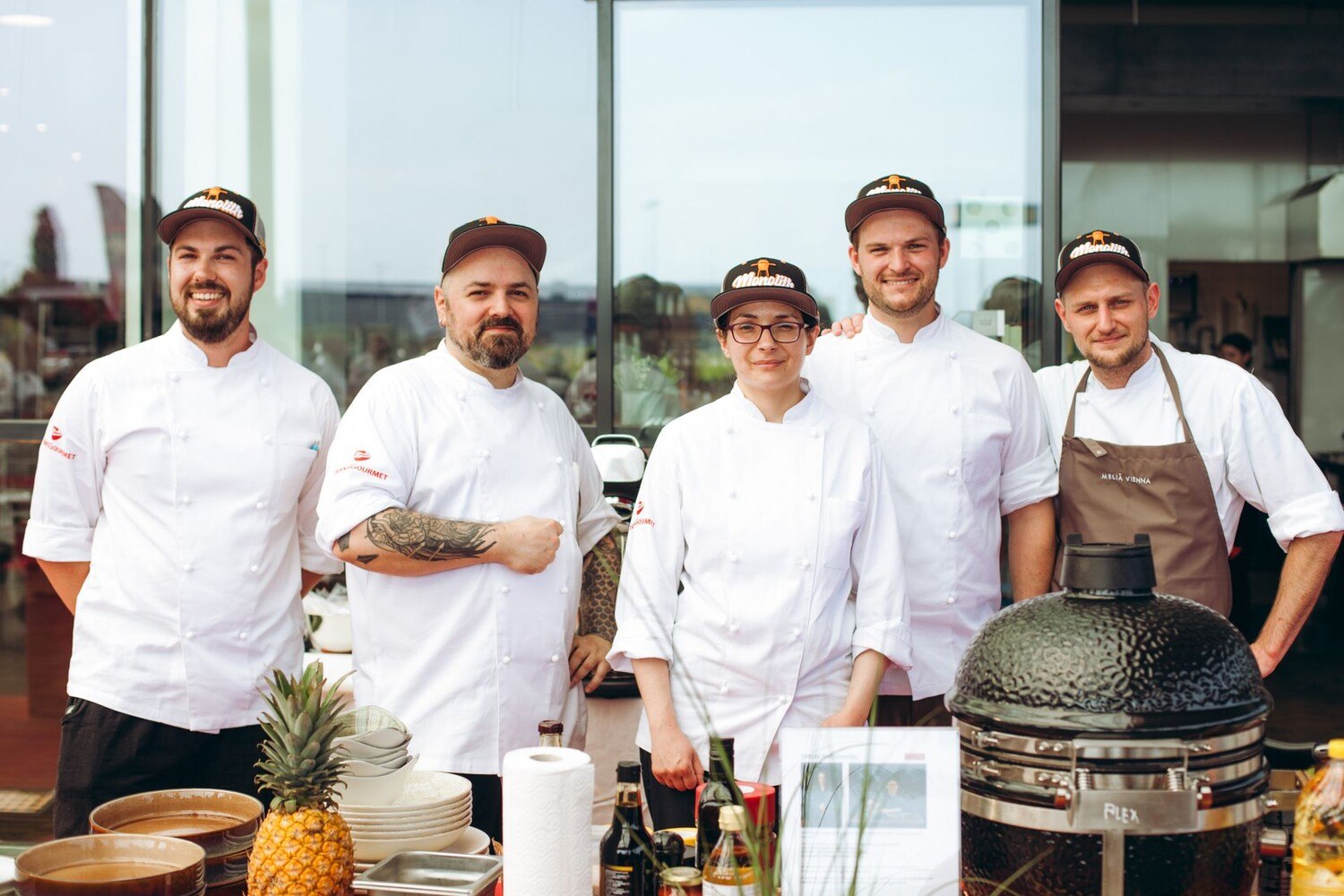 Die teilnehmenden Köche: Lukas Stagl; Martin Sommer; Victoria Strohschneider; Florian Sagl und Björn Krups © Mila Zytka für Transgourmet Wien Nord